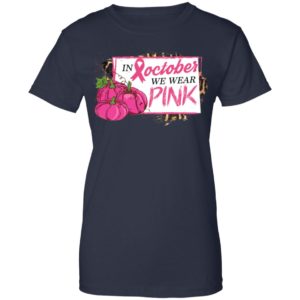 In October We Wear Pink Pumpkin Breast Cancer Halloween Shirt image In October We Wear Pink Pumpkin Breast Cancer Halloween Shirt