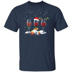 Three Glass of Red Wine Santa Hat Christmas Shirt image Three Glass of Red Wine Santa Hat Christmas Shirt