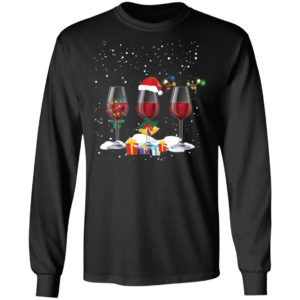 Three Glass of Red Wine Santa Hat Christmas Shirt image Three Glass of Red Wine Santa Hat Christmas Shirt