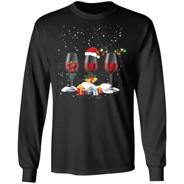 Three Glass of Red Wine Santa Hat Christmas Shirt