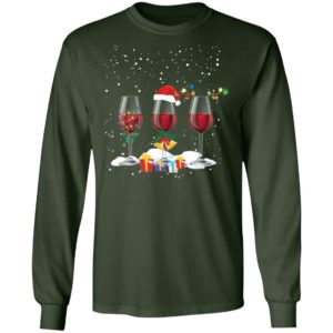 Three Glass of Red Wine Santa Hat Christmas Shirt image Three Glass of Red Wine Santa Hat Christmas Shirt