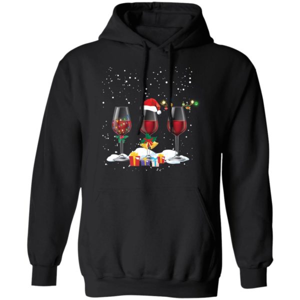 Three Glass of Red Wine Santa Hat Christmas Shirt