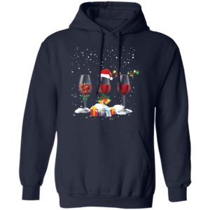 Three Glass of Red Wine Santa Hat Christmas Shirt image Three Glass of Red Wine Santa Hat Christmas Shirt