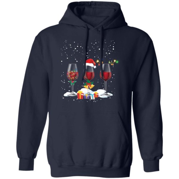 Three Glass of Red Wine Santa Hat Christmas Shirt