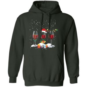 Three Glass of Red Wine Santa Hat Christmas Shirt image Three Glass of Red Wine Santa Hat Christmas Shirt