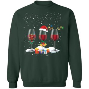 Three Glass of Red Wine Santa Hat Christmas Shirt image Three Glass of Red Wine Santa Hat Christmas Shirt