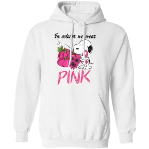Snoopy In October We Wear Pink Breast Cancer Awareness Shirt