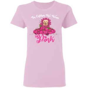 In October We Wear Pink Breast Cancer Awareness Golden Retriever Pink Pumpkin Shirt image In October We Wear Pink Breast Cancer Awareness Golden Retriever Pink Pumpkin Shirt