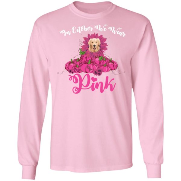 In October We Wear Pink Breast Cancer Awareness Golden Retriever Pink Pumpkin Shirt