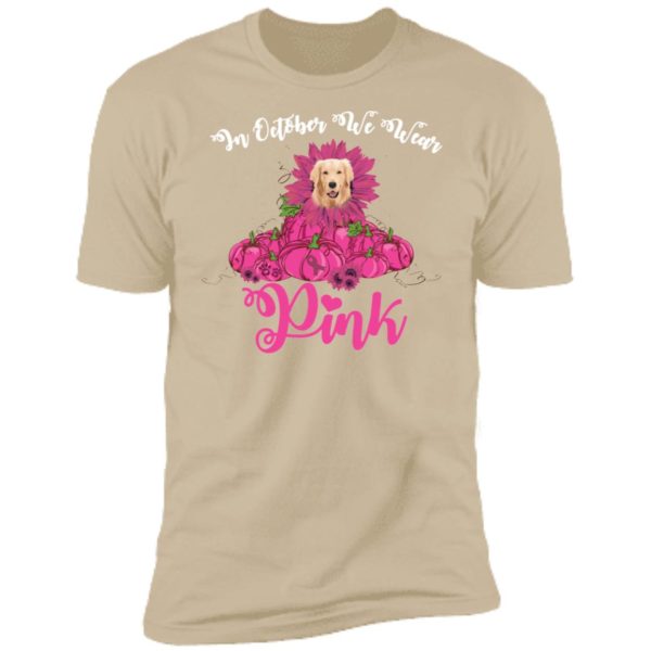 In October We Wear Pink Breast Cancer Awareness Golden Retriever Pink Pumpkin Shirt