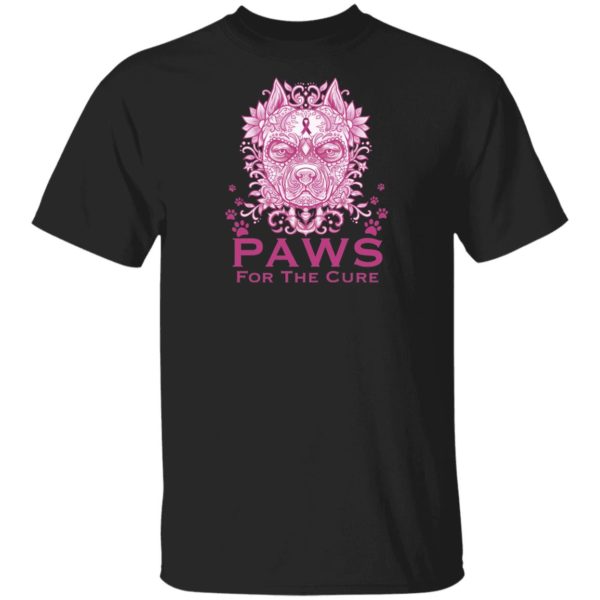 Pitbull Paws For The Cure Breast Cancer Awareness Shirt