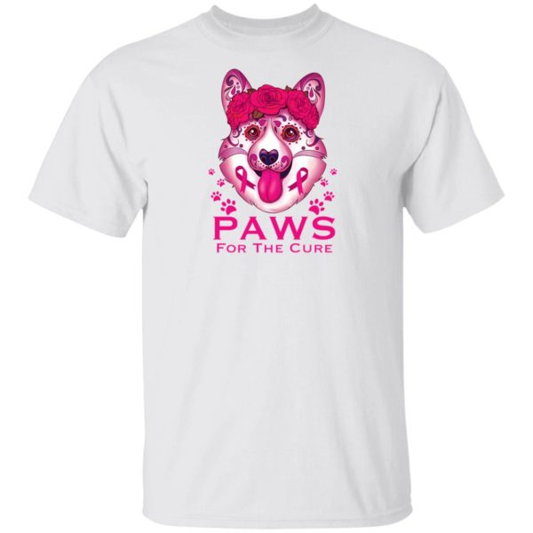 Corgi Paws For The Cure Breast Cancer Awareness Shirt