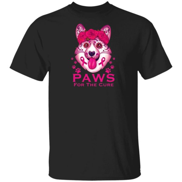 Corgi Paws For The Cure Breast Cancer Awareness Shirt