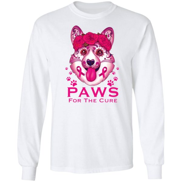 Corgi Paws For The Cure Breast Cancer Awareness Shirt