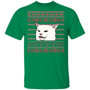 Cat Woman Yelling At Cat Ugly Christmas Shirt