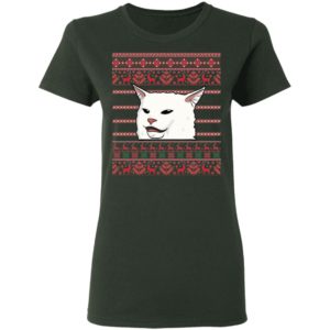 Cat Woman Yelling At Cat Ugly Christmas Shirt