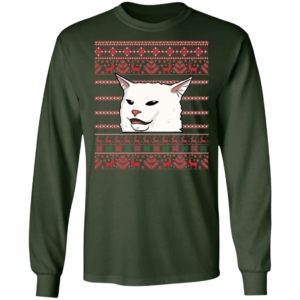 Cat Woman Yelling At Cat Ugly Christmas Shirt