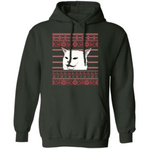Cat Woman Yelling At Cat Ugly Christmas Shirt