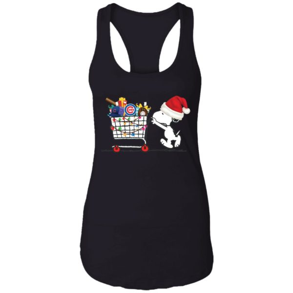 Chicago Cubs Snoopy Pushing cart full of Christmas gifts shirt