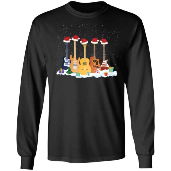 Guitar Wearing Santa Hat Christmas Shirt