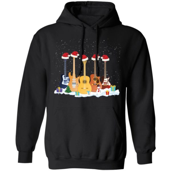 Guitar Wearing Santa Hat Christmas Shirt