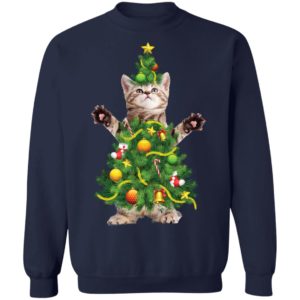 Santa Maine Coon Cat Christmas Tree Light Shirt image Santa Maine Coon Cat Christmas Tree Light Shirt