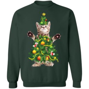 Santa Maine Coon Cat Christmas Tree Light Shirt image Santa Maine Coon Cat Christmas Tree Light Shirt