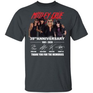 Motley Crue Red 39th Anniversary 1981 2020 Thank You For The Memories Signature Shirt