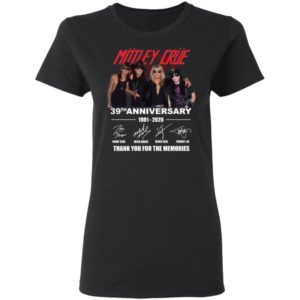 Motley Crue Red 39th Anniversary 1981 2020 Thank You For The Memories Signature Shirt