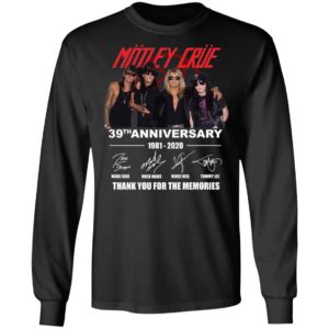 Motley Crue Red 39th Anniversary 1981 2020 Thank You For The Memories Signature Shirt