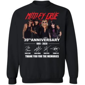 Motley Crue Red 39th Anniversary 1981 2020 Thank You For The Memories Signature Shirt