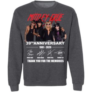 Motley Crue Red 39th Anniversary 1981 2020 Thank You For The Memories Signature Shirt