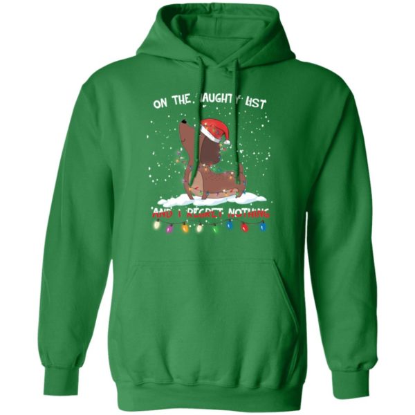 On The Naughty List I Regret Nothing Dachshund Funny Christmas Shirt