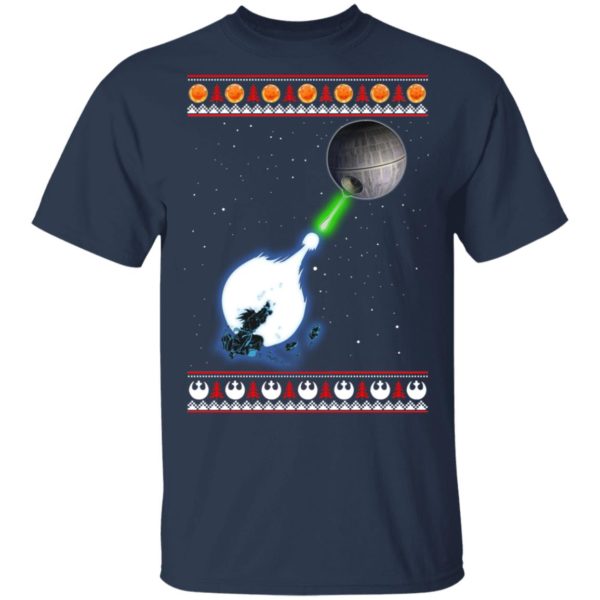 Dragon Ball And Star Wars Goku Kamehameha Death Star Laser Fighting Christmas Sweatshirt