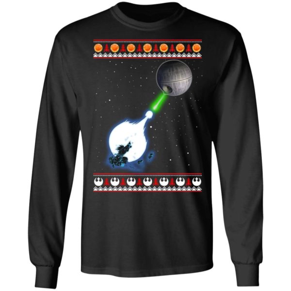 Dragon Ball And Star Wars Goku Kamehameha Death Star Laser Fighting Christmas Sweatshirt