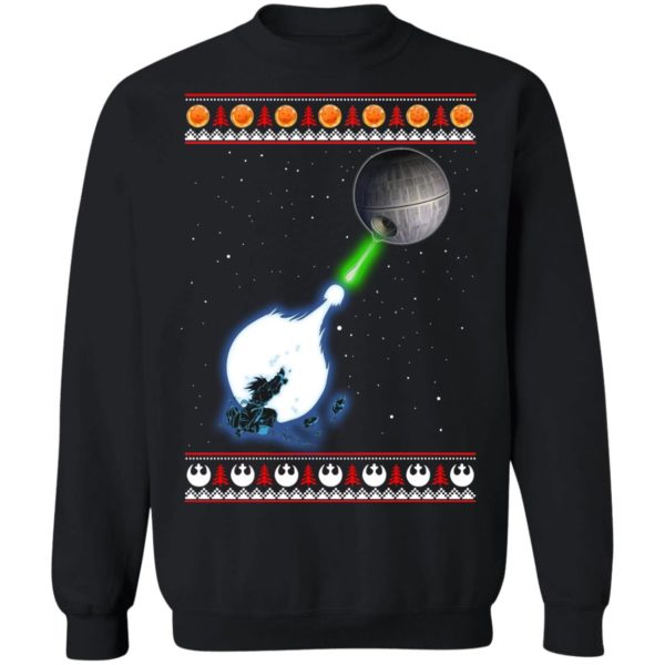 Dragon Ball And Star Wars Goku Kamehameha Death Star Laser Fighting Christmas Sweatshirt