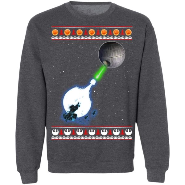 Dragon Ball And Star Wars Goku Kamehameha Death Star Laser Fighting Christmas Sweatshirt