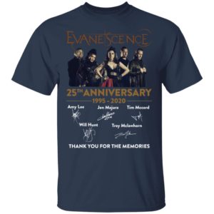 Evanescence 25th Anniversary 1995 2020 Signatures Thank You For The Memories Shirt