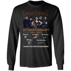 Evanescence 25th Anniversary 1995 2020 Signatures Thank You For The Memories Shirt