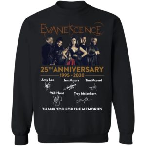 Evanescence 25th Anniversary 1995 2020 Signatures Thank You For The Memories Shirt
