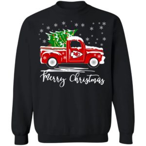 Merry Christmas Kansas City Chiefs Truck T Shirt image Merry Christmas Kansas City Chiefs Truck T Shirt