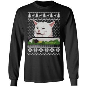 Confused Cat at Dinner Christmas Sweatshirt image Confused Cat at Dinner Christmas Sweatshirt
