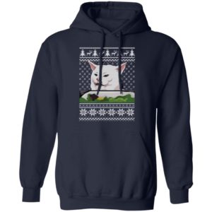 Confused Cat at Dinner Christmas Sweatshirt image Confused Cat at Dinner Christmas Sweatshirt