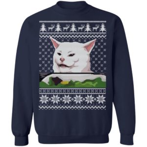 Confused Cat at Dinner Christmas Sweatshirt image Confused Cat at Dinner Christmas Sweatshirt