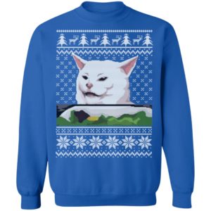 Confused Cat at Dinner Christmas Sweatshirt image Confused Cat at Dinner Christmas Sweatshirt