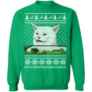 Confused Cat at Dinner Christmas Sweatshirt image Confused Cat at Dinner Christmas Sweatshirt