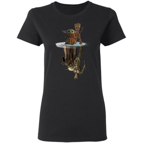 Baby Yoda and Baby Groot Water Reflection Master Yoda and Groot Shirt