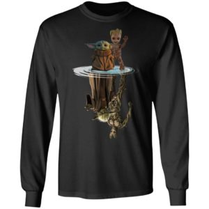 Baby Yoda and Baby Groot Water Reflection Master Yoda and Groot Shirt image Baby Yoda and Baby Groot Water Reflection Master Yoda and Groot Shirt