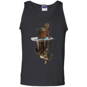 Baby Yoda and Baby Groot Water Reflection Master Yoda and Groot Shirt image Baby Yoda and Baby Groot Water Reflection Master Yoda and Groot Shirt