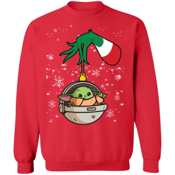 Grinch Hand Holding Baby Yoda Christmas Shirt